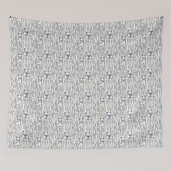 Item preview, Sad white cat and stripes pattern. Vertical lines and drawing of a sad white cat in form odpad a pattern designed and sold by FloralZoo.