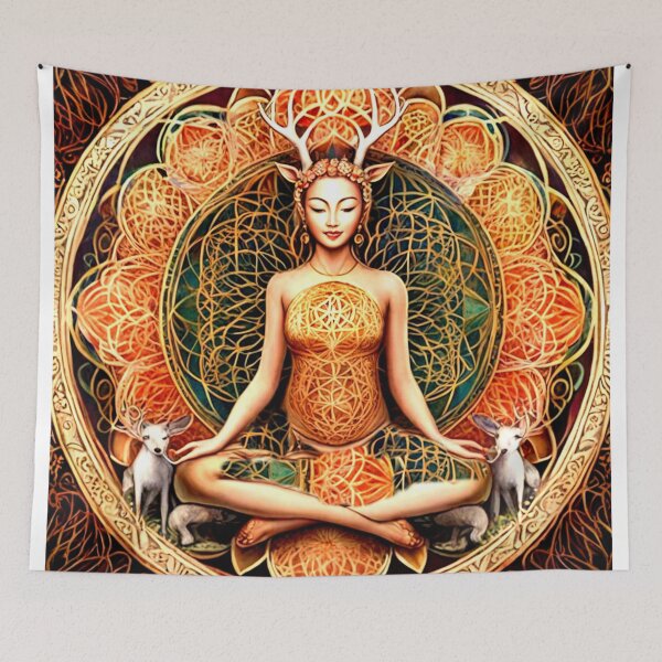 Item preview,  Goddess with autumn coloring and pets designed and sold by MarilynBaldey7.