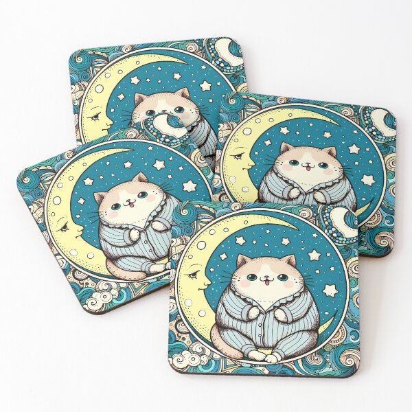 Item preview, Fat Cat in Pajamas Sitting on the Moon designed and sold by FrozenRoscoe.