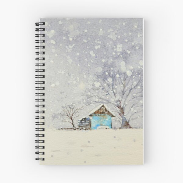 Item preview, Winter, Snowy beautiful forest cabin watercolor painting, art printing designed and sold by Jennywatercolor.
