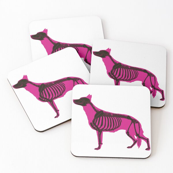 Item preview, Neon Pink 2 Halloween German Shepherd Skeleton designed and sold by harmopiavu.