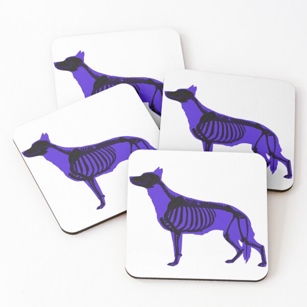 Item preview, Neon Dark Blue Halloween German Shepherd Skeleton designed and sold by harmopiavu.