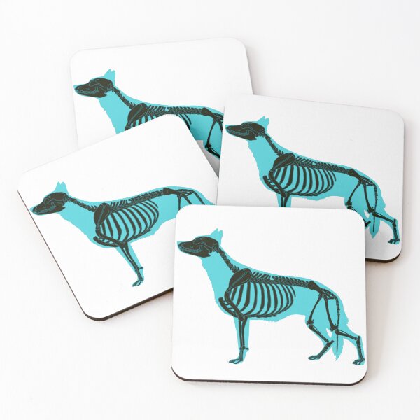 Item preview, Neon Light Blue Halloween German Shepherd Skeleton designed and sold by harmopiavu.