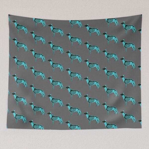 Item preview, Neon Light Blue Halloween German Shepherd Skeleton designed and sold by harmopiavu.