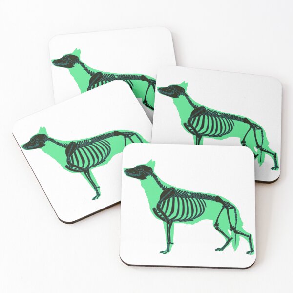 Item preview, Neon Sea Foam Green Halloween German Shepherd Skeleton designed and sold by harmopiavu.