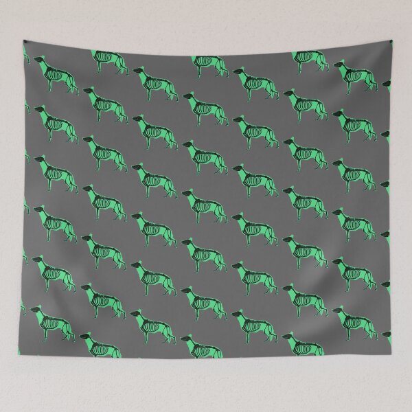 Item preview, Neon Sea Foam Green Halloween German Shepherd Skeleton designed and sold by harmopiavu.
