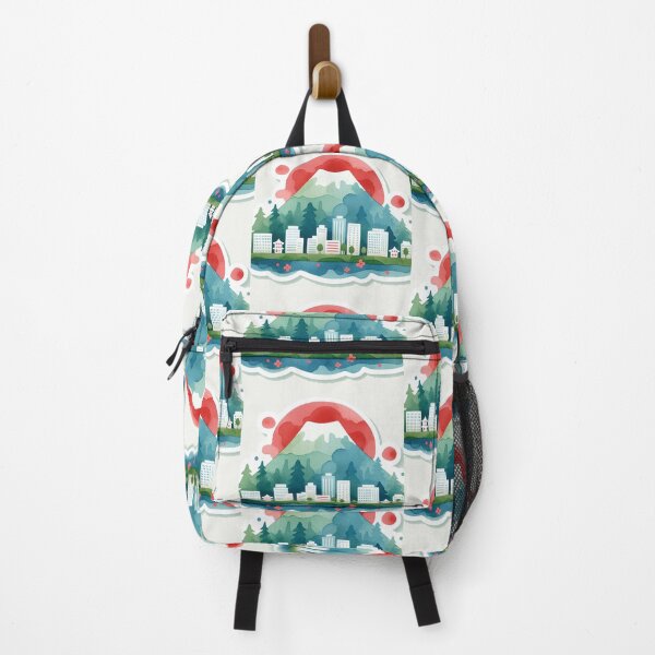 Item preview, Fukushima Japan Minimalist Skyline Sticker – Watercolor Nature Colors & 3D Retro Design, designed and sold by PaintMeWorld.