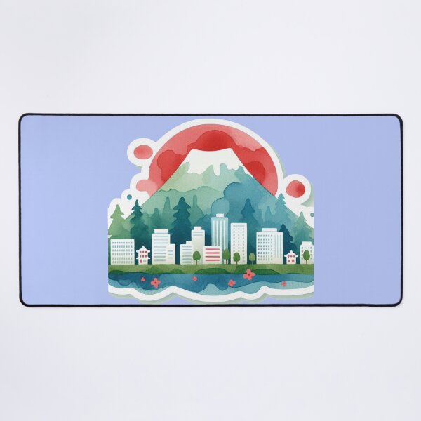 Item preview, Fukushima Japan Minimalist Skyline Sticker – Watercolor Nature Colors & 3D Retro Design,  designed and sold by PaintMeWorld.