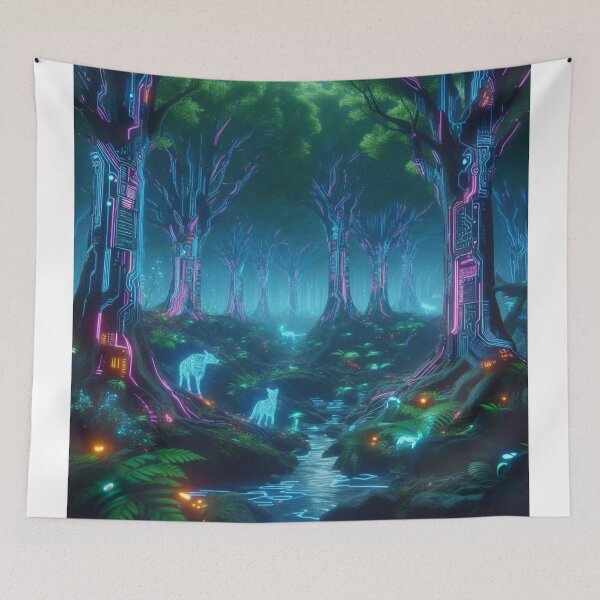 Item preview, cyberpunk forest art designed and sold by Dominika Farkašová.