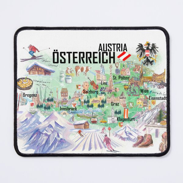 Item preview, Austria Illustrated Travel Map Alps and Hiking with Roads and Tourist Highlights designed and sold by artshop77.