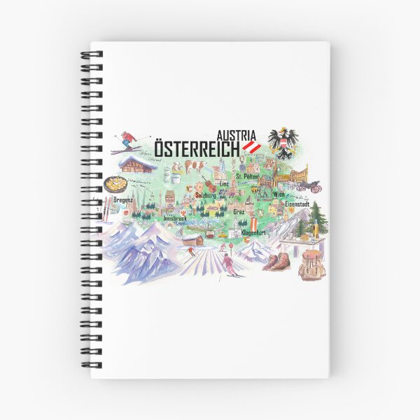 Item preview, Austria Illustrated Travel Map Alps and Hiking with Roads and Tourist Highlights designed and sold by artshop77.