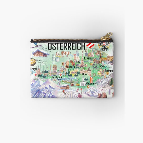 Item preview, Austria Illustrated Travel Map Alps and Hiking with Roads and Tourist Highlights designed and sold by artshop77.