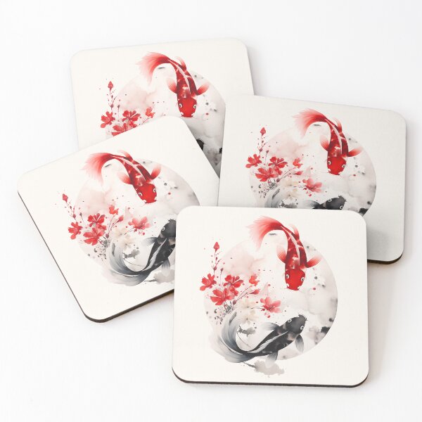 Item preview, Red and Black Koi Fish With Cherry Blossom designed and sold by xiao xuans.
