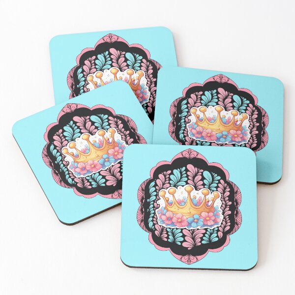 Item preview, Zen Flower Petal Art - Pink and Blue Flowers with Golden Crown designed and sold by SpeakBoldly.