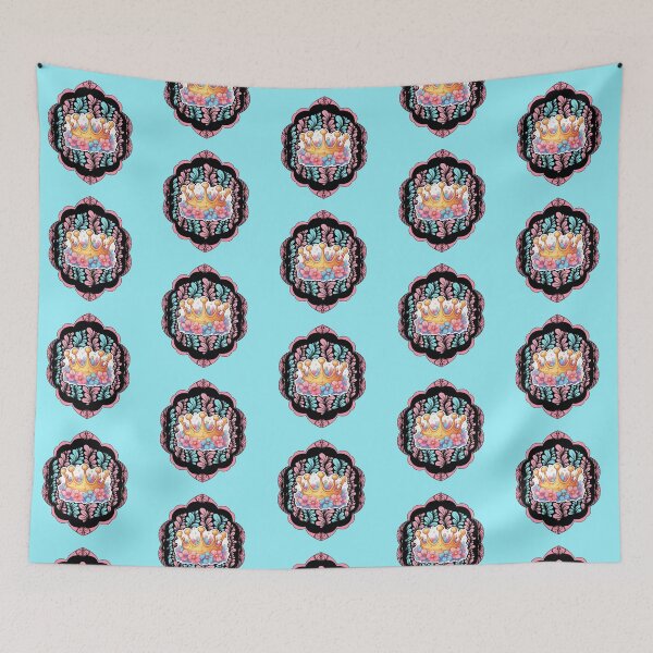 Item preview, Zen Flower Petal Art - Pink and Blue Flowers with Golden Crown designed and sold by SpeakBoldly.