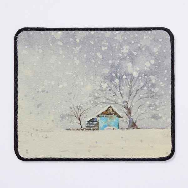 Item preview, Winter, Snowy beautiful forest cabin watercolor painting, art printing designed and sold by Jennywatercolor.