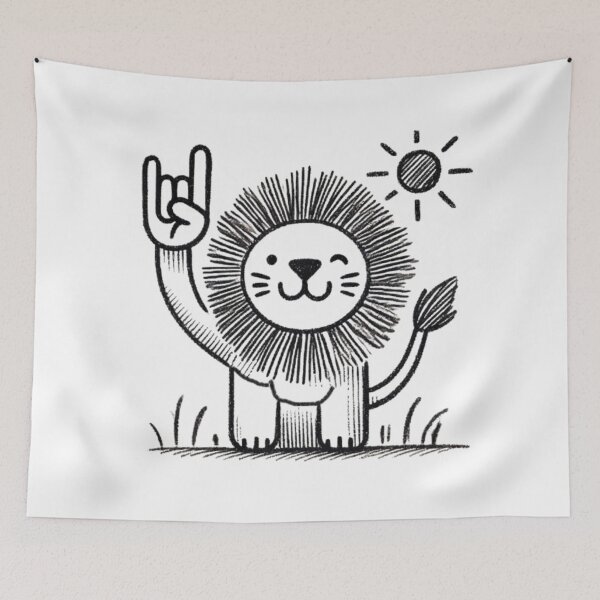 Item preview, Rocking Lion Black & White (Kids Art)  designed and sold by All4ROCK.