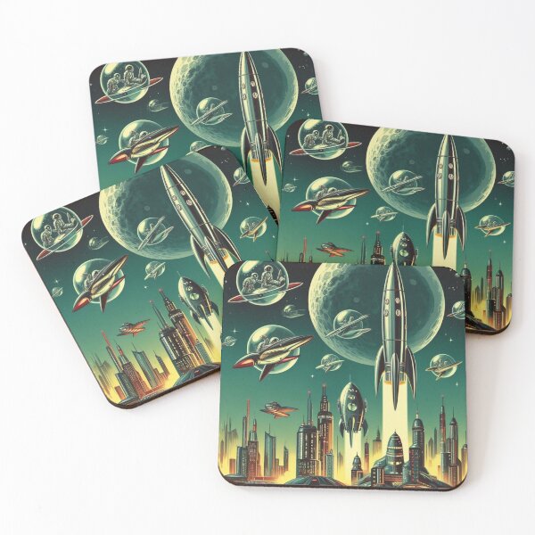 Item preview, retro futurism in space designed and sold by Dominika Farkašová.