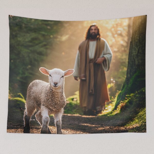 Item preview, Jesus and the Lamb: Symbol of Divine Love and Protection designed and sold by GeoffBeattie.