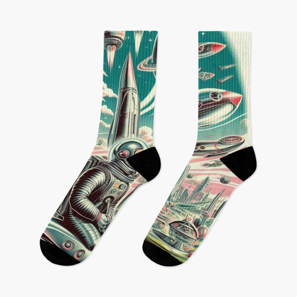 Item preview, strations, chrome finished rockets, vintage sci fi artwork,  designed and sold by Dominika Farkašová.