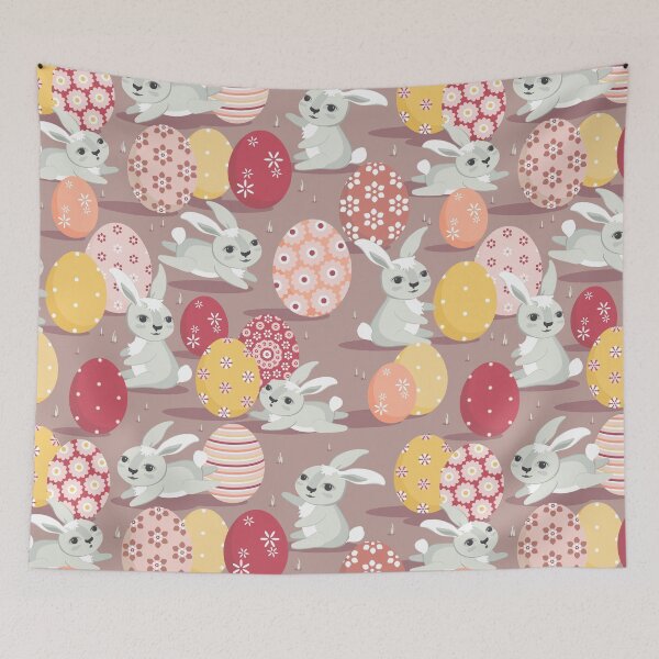 Item preview, Easter bunnies on a dark beige background designed and sold by Alex  Blud.