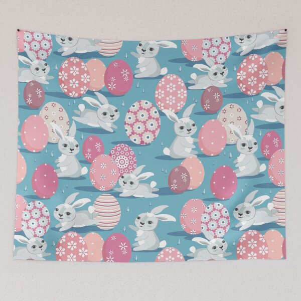 Item preview, Easter bunnies on a light blue background designed and sold by Alex  Blud.