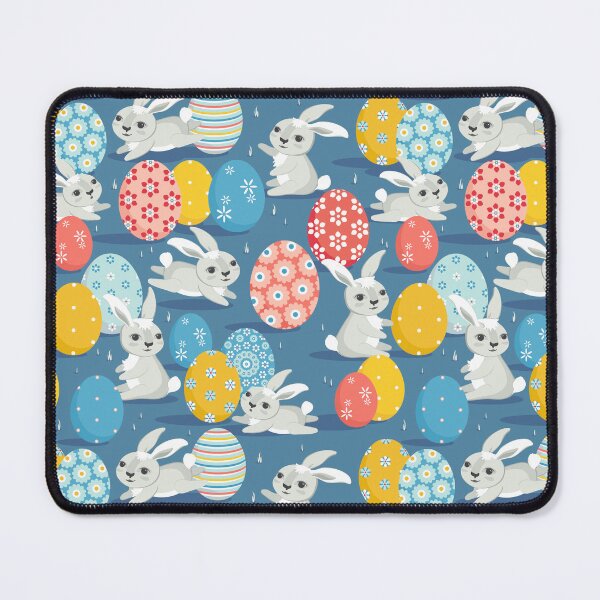 Item preview, Easter bunnies on blue background designed and sold by Alex Blud.