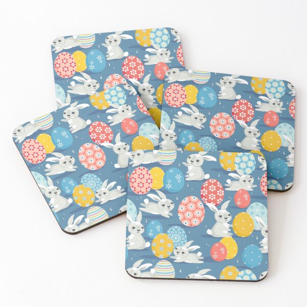 Item preview, Easter bunnies on blue background designed and sold by Alex  Blud.