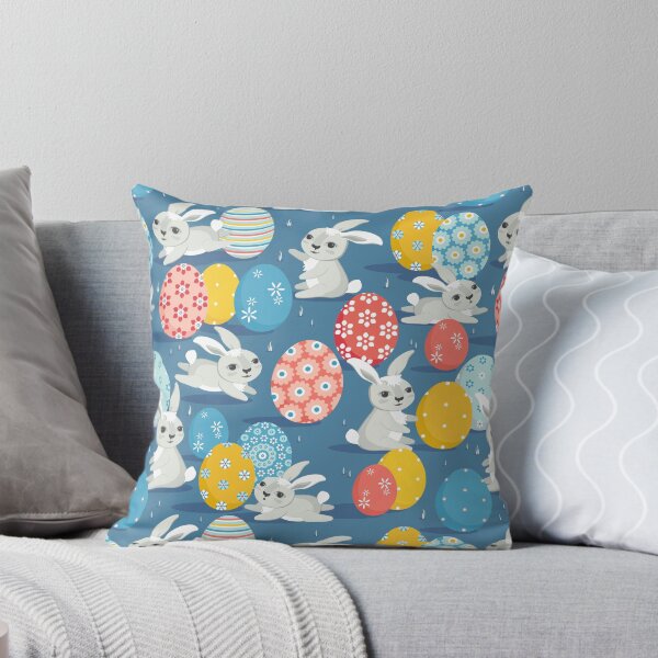 Item preview, Easter bunnies on blue background designed and sold by Alex  Blud.