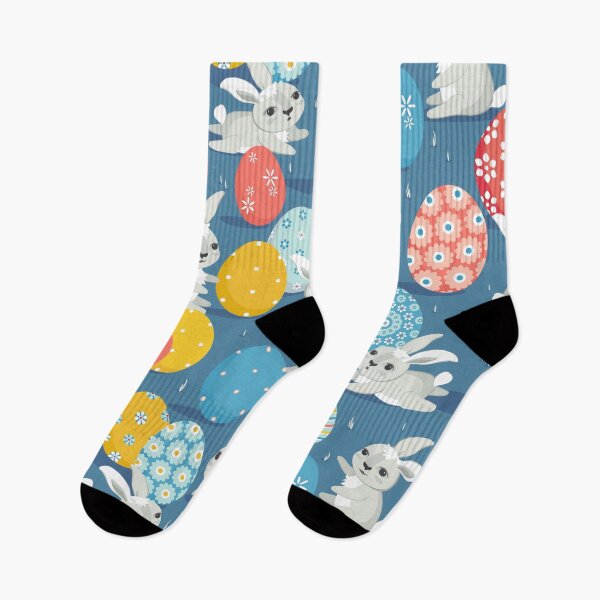 Item preview, Easter bunnies on blue background designed and sold by Alex  Blud.