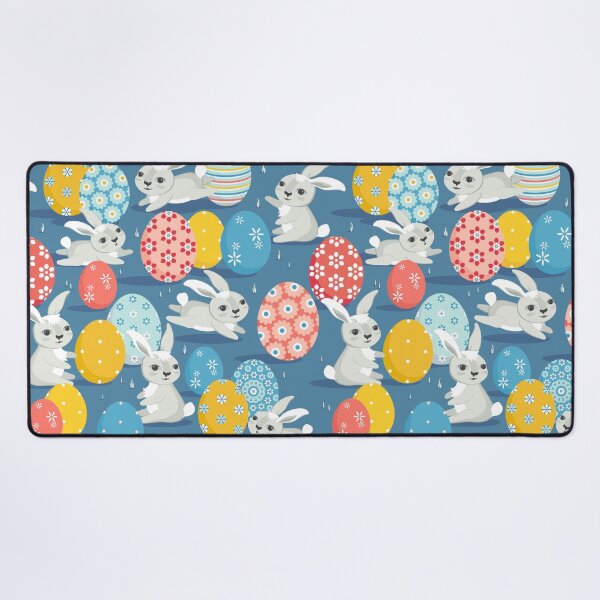 Item preview, Easter bunnies on blue background designed and sold by Alex Blud.