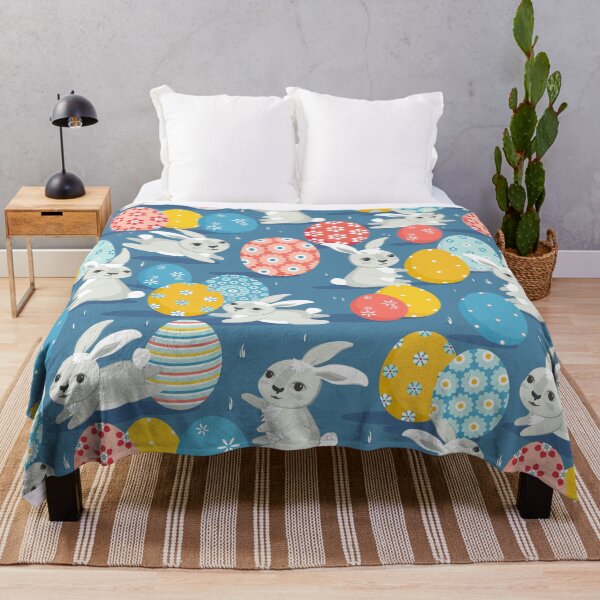 Item preview, Easter bunnies on blue background designed and sold by Alex  Blud.