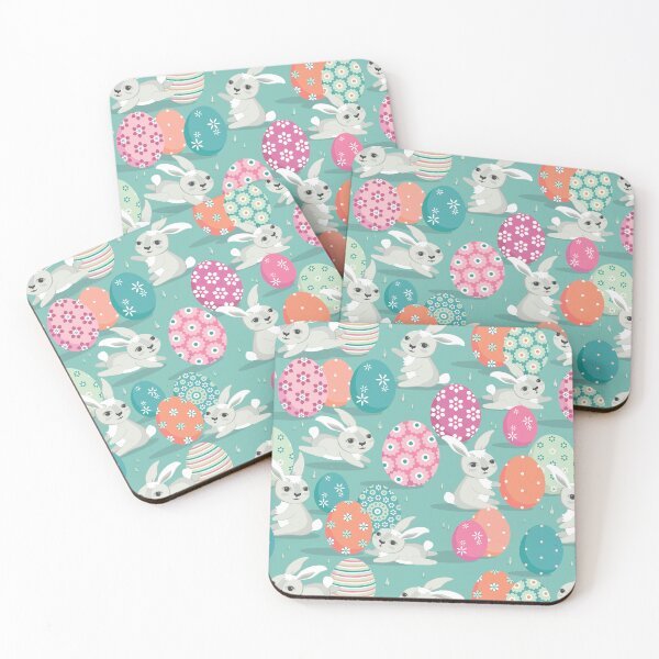 Item preview, Easter bunnies on emerald background designed and sold by Alex  Blud.