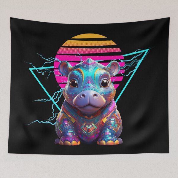 Item preview, Hippo Synthwave designed and sold by MaiZephyr.