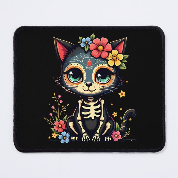 Item preview, Black Cat in Calavera Style – Mexican Art Day of the Dead T-shirt designed and sold by AI-volution.