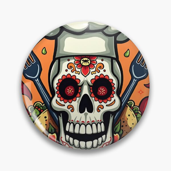 Item preview, Sugar Skull Chef – Tall Chef's Hat Day of the Dead T-shirt designed and sold by AI-volution.