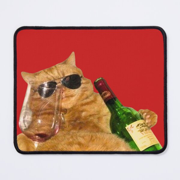 Item preview, Drunk cat with wine and sunglasses designed and sold by Eternity Eventually.