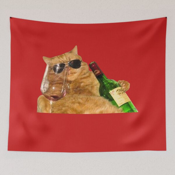 Item preview, Drunk cat with wine and sunglasses designed and sold by Eternity Eventually.