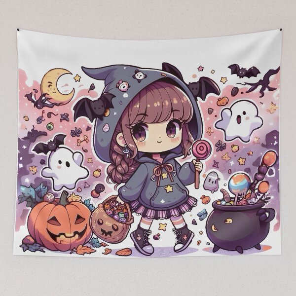 Artikelvorschau, Halloween Kawaii Hexe Bangsbun Mädchen entworfen und verkauft von bangsbun.
