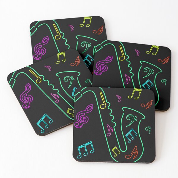 Item preview, Neon saxophone and musical notes designed and sold by AnnArtshock.