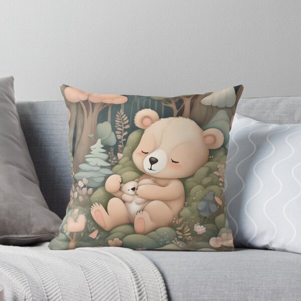 Item preview, Oso y cachorro durmiendo en el bosque mágico designed and sold by GrinStudio.