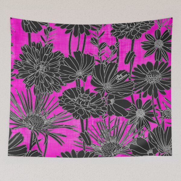 Item preview, Rosa intenso con siluetas de aster designed and sold by Fluid Artzworx.