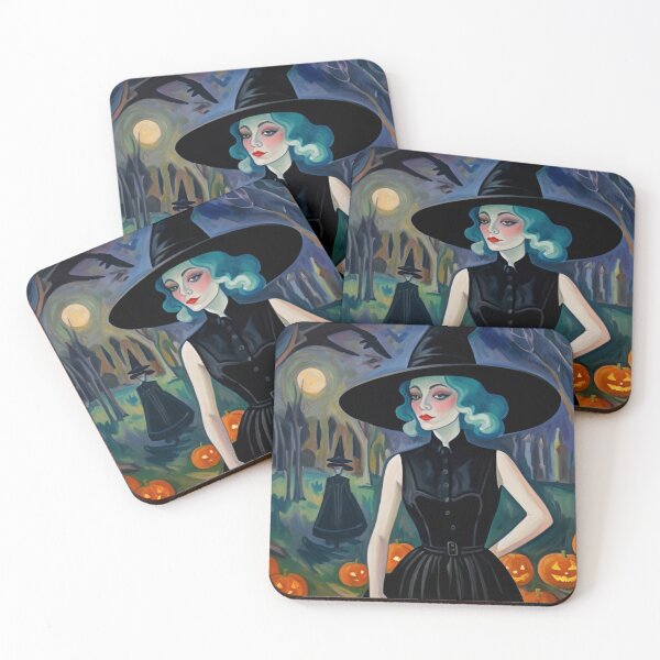 Item preview, Cool Halloween Witch painting artwork designed and sold by Vintage Designs +.