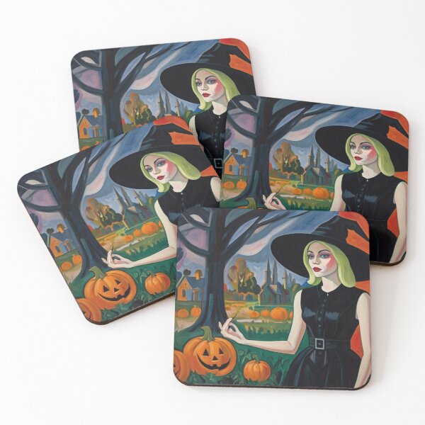 Item preview, Cool Halloween Witch painting artwork designed and sold by Vintage Designs +.