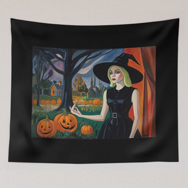 Item preview, Cool Halloween Witch painting artwork designed and sold by Vintage Designs +.