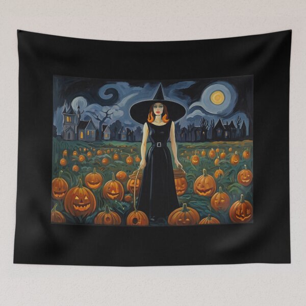 Item preview, Cool Halloween Witch painting artwork designed and sold by Vintage Designs +.