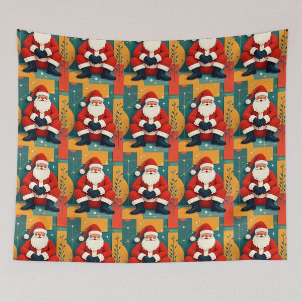 Item preview, Mid-Century Modern Kitschy Santa Claus Pattern designed and sold by taiche.