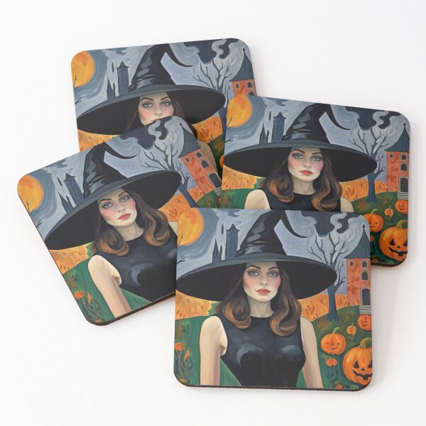 Item preview, Cool Halloween Witch painting artwork designed and sold by Vintage Designs +.