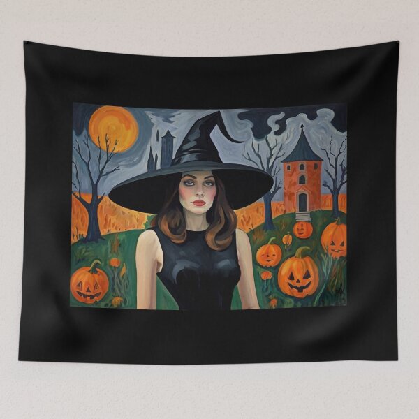 Item preview, Cool Halloween Witch painting artwork designed and sold by Vintage Designs +.