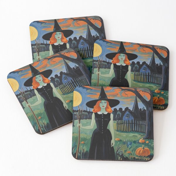 Item preview, Cool Halloween Witch painting artwork designed and sold by Vintage Designs +.
